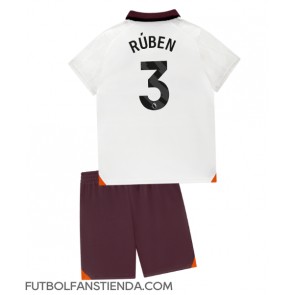 Manchester City Ruben Dias #3 Segunda Equipación Niños 2023-24 Manga Corta (+ Pantalones cortos)